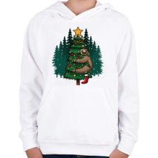 PRINTFASHION Karácsonyi lajhár - Gyerek kapucnis pulóver - Fehér gyerek pulóver, kardigán