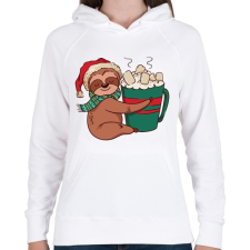 PRINTFASHION Karácsonyi lajhár  - Női kapucnis pulóver - Fehér női pulóver, kardigán