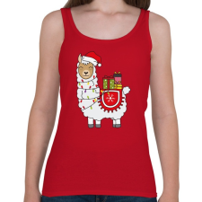 PRINTFASHION Karácsonyi láma - Női atléta - Cseresznyepiros női trikó