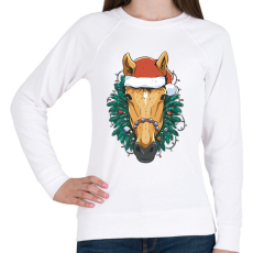 PRINTFASHION Karácsonyi ló - Női pulóver - Fehér