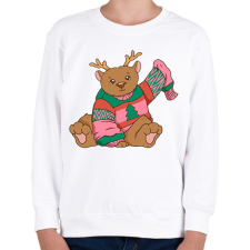 PRINTFASHION Karácsonyi maci - Gyerek pulóver - Fehér gyerek pulóver, kardigán