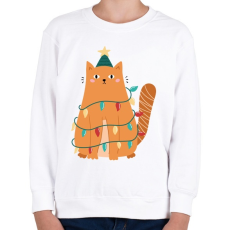 PRINTFASHION Karácsonyi macska - Gyerek pulóver - Fehér