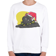 PRINTFASHION Karácsonyi macska - Gyerek pulóver - Fehér gyerek pulóver, kardigán