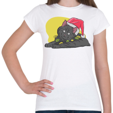 PRINTFASHION Karácsonyi macska - Női póló - Fehér női póló