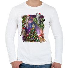 PRINTFASHION Karácsonyi macskák - Férfi hosszú ujjú póló - Fehér férfi póló
