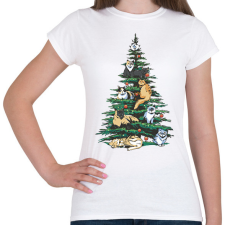 PRINTFASHION Karácsonyi macskák - Női póló - Fehér női póló