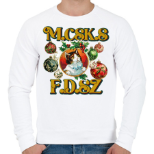 PRINTFASHION Karácsonyi Macskás Fadísz  - Férfi pulóver - Fehér férfi pulóver, kardigán