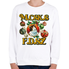 PRINTFASHION Karácsonyi Macskás Fadísz  - Gyerek pulóver - Fehér
