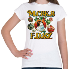 PRINTFASHION Karácsonyi Macskás Fadísz  - Női póló - Fehér női póló