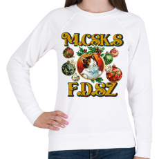PRINTFASHION Karácsonyi Macskás Fadísz  - Női pulóver - Fehér