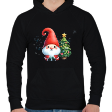 PRINTFASHION karácsonyi manó - Férfi kapucnis pulóver - Fekete férfi pulóver, kardigán