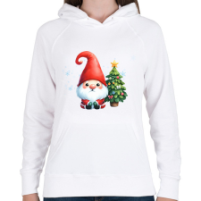PRINTFASHION karácsonyi manó - Női kapucnis pulóver - Fehér női pulóver, kardigán
