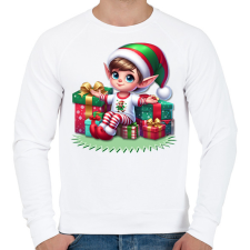 PRINTFASHION Karácsonyi manófiú - Férfi pulóver - Fehér férfi pulóver, kardigán
