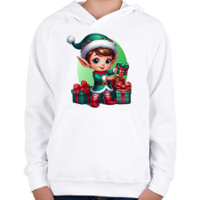 PRINTFASHION Karácsonyi manófiú - Gyerek kapucnis pulóver - Fehér gyerek pulóver, kardigán