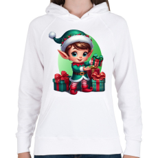 PRINTFASHION Karácsonyi manófiú - Női kapucnis pulóver - Fehér