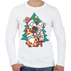 PRINTFASHION Karácsonyi manók - Férfi hosszú ujjú póló - Fehér