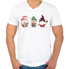 PRINTFASHION Karácsonyi manók - Férfi V-nyakú póló - Fehér