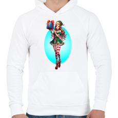 PRINTFASHION Karácsonyi manólány - Férfi kapucnis pulóver - Fehér