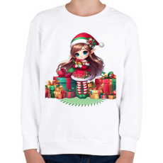 PRINTFASHION Karácsonyi manólány - Gyerek pulóver - Fehér