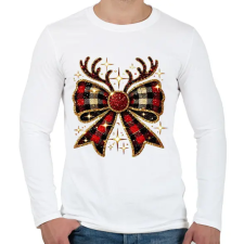 PRINTFASHION Karácsonyi masni - Férfi hosszú ujjú póló - Fehér férfi póló