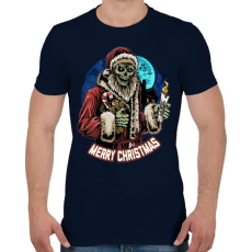 PRINTFASHION Karácsonyi mikulás zombi - Férfi póló - Sötétkék