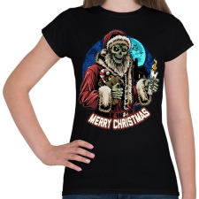 PRINTFASHION Karácsonyi mikulás zombi - Női póló - Fekete női póló