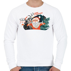 PRINTFASHION Karácsonyi minta - télapó és rénszarvas_Rajztábla 1 - Férfi pulóver - Fehér