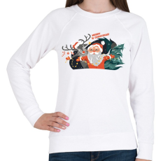 PRINTFASHION Karácsonyi minta - télapó és rénszarvas_Rajztábla 1 - Női pulóver - Fehér