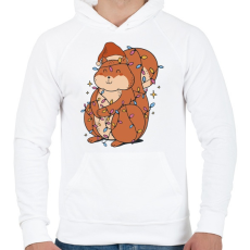 PRINTFASHION Karácsonyi mókus - Férfi kapucnis pulóver - Fehér