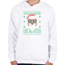 PRINTFASHION Karácsonyi mókusos csúnya pulcsi - Gyerek kapucnis pulóver - Fehér gyerek pulóver, kardigán