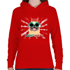 PRINTFASHION KARÁCSONYI MOPSZ - Női kapucnis pulóver - Piros női pulóver, kardigán