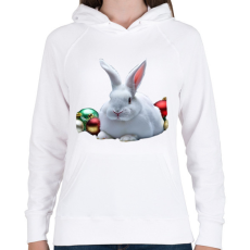 PRINTFASHION karácsonyi nyuszi - Női kapucnis pulóver - Fehér