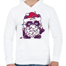 PRINTFASHION Karácsonyi panda - Férfi kapucnis pulóver - Fehér férfi pulóver, kardigán