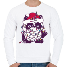 PRINTFASHION Karácsonyi panda - Férfi pulóver - Fehér