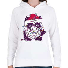 PRINTFASHION Karácsonyi panda - Női kapucnis pulóver - Fehér