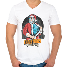 PRINTFASHION Karácsonyi party  - Férfi V-nyakú póló - Fehér