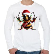 PRINTFASHION Karácsonyi party méhecske - Férfi hosszú ujjú póló - Fehér férfi póló