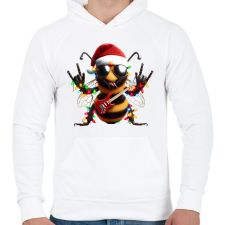 PRINTFASHION Karácsonyi party méhecske - Férfi kapucnis pulóver - Fehér férfi pulóver, kardigán