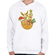 PRINTFASHION Karácsonyi peace - Gyerek kapucnis pulóver - Fehér gyerek pulóver, kardigán