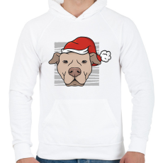 PRINTFASHION Karácsonyi pitbull - Férfi kapucnis pulóver - Fehér