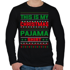 PRINTFASHION Karácsonyi pizsama póló - Férfi hosszú ujjú póló - Fekete