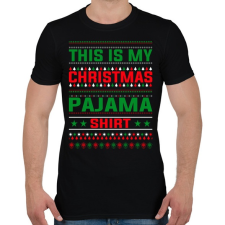 PRINTFASHION Karácsonyi pizsama póló - Férfi póló - Fekete férfi pizsama