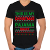 PRINTFASHION Karácsonyi pizsama póló - Férfi V-nyakú póló - Fekete