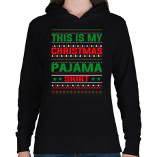 PRINTFASHION Karácsonyi pizsama póló - Női kapucnis pulóver - Fekete