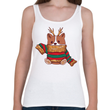 PRINTFASHION Karácsonyi pulcsis corgi - Női atléta - Fehér női trikó