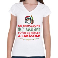 PRINTFASHION Karácsonyi rezsicsökkentés 2 - Női V-nyakú póló - Fehér női póló