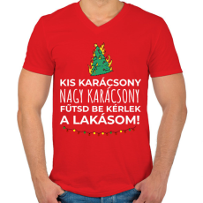 PRINTFASHION Karácsonyi rezsicsökkentés 4 - Férfi V-nyakú póló - Piros