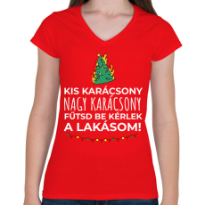 PRINTFASHION Karácsonyi rezsicsökkentés 4 - Női V-nyakú póló - Piros