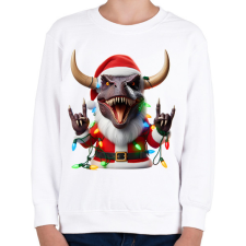 PRINTFASHION Karácsonyi  rocker tirex gitárral - karácsonyi dinoszaurusz - Gyerek pulóver - Fehér gyerek pulóver, kardigán