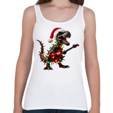 PRINTFASHION Karácsonyi  rocker tirex gitárral - karácsonyi dinoszaurusz - Női atléta - Fehér női trikó
